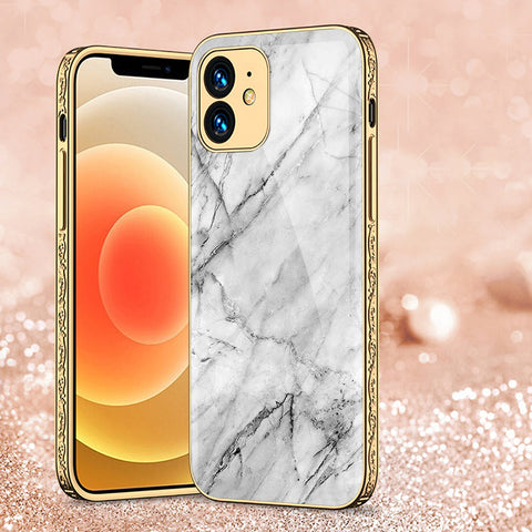 iPhone 11 Cover - White Marble Series - Premium Electroplated Shutterproof Case Soft Silicon Borders Case