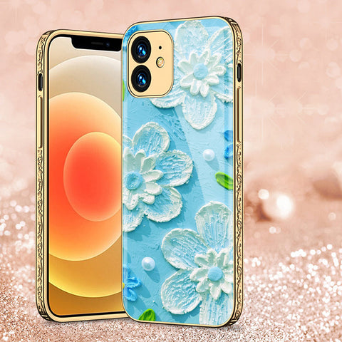 iPhone 12 Cover - Floral Series - Premium Electroplated Shutterproof Case Soft Silicon Borders Case