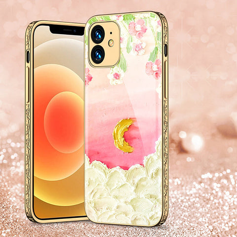 iPhone 12 Cover - Floral Series - Premium Electroplated Shutterproof Case Soft Silicon Borders Case