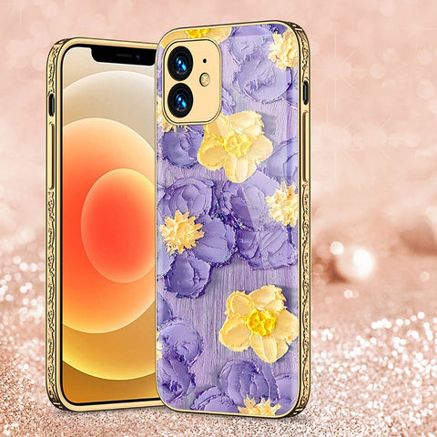 iPhone 11 Cover - Floral Series - Premium Electroplated Shutterproof Case Soft Silicon Borders Case