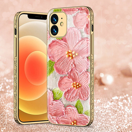 iPhone 11 Cover - Floral Series - Premium Electroplated Shutterproof Case Soft Silicon Borders Case