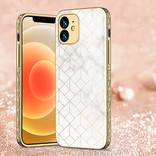 iPhone 11 Cover - White Marble Series 2 - Premium Electroplated Shutterproof Case Soft Silicon Borders Case