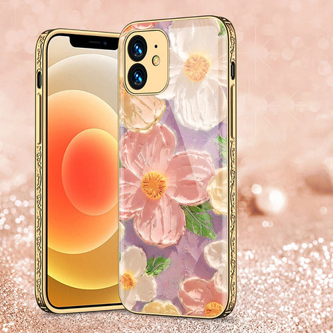 iPhone 12 Cover - Floral Series - Premium Electroplated Shutterproof Case Soft Silicon Borders Case