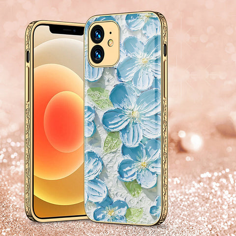 iPhone 12 Cover - Floral Series - Premium Electroplated Shutterproof Case Soft Silicon Borders Case