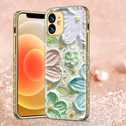 iPhone 12 Cover - Floral Series - Premium Electroplated Shutterproof Case Soft Silicon Borders Case