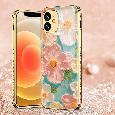 iPhone 11 Cover - Floral Series - Premium Electroplated Shutterproof Case Soft Silicon Borders Case