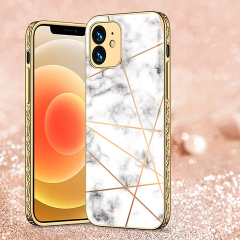 iPhone 11 Cover - White Marble Series 2 - Premium Electroplated Shutterproof Case Soft Silicon Borders Case