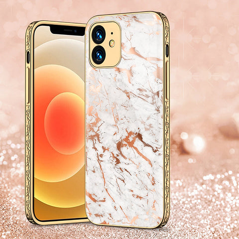 iPhone 11 Cover - White Marble Series 2 - Premium Electroplated Shutterproof Case Soft Silicon Borders Case