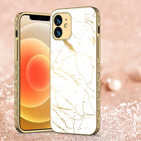 iPhone 11 Cover - White Marble Series 2 - Premium Electroplated Shutterproof Case Soft Silicon Borders Case