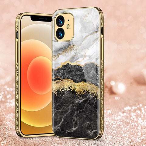 iPhone 12 Cover - Colorful Marble Series - Premium Electroplated Shutterproof Case Soft Silicon Borders Case