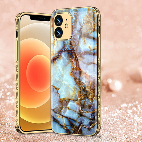 iPhone 12 Cover - Colorful Marble Series - Premium Electroplated Shutterproof Case Soft Silicon Borders Case