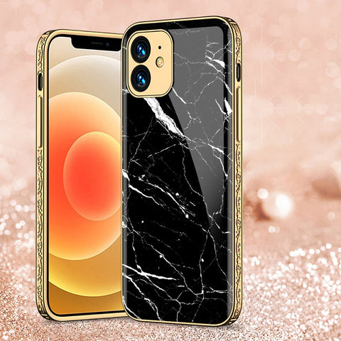 iPhone 11 Cover - Black Marble Series - Premium Electroplated Shutterproof Case Soft Silicon Borders Case