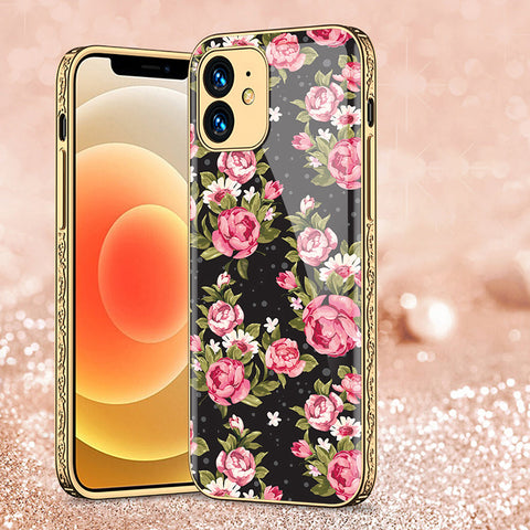 iPhone 12 Cover - Floral Series - Premium Electroplated Shutterproof Case Soft Silicon Borders Case