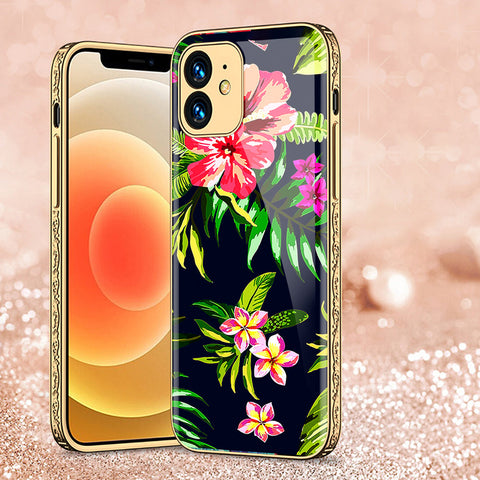 iPhone 12 Cover - Floral Series - Premium Electroplated Shutterproof Case Soft Silicon Borders Case