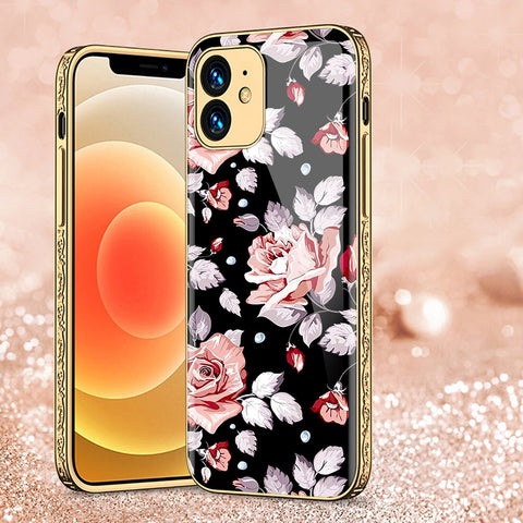 iPhone 12 Cover - Floral Series - Premium Electroplated Shutterproof Case Soft Silicon Borders Case