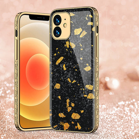 iPhone 11 Cover - Black Marble Series - Premium Electroplated Shutterproof Case Soft Silicon Borders Case