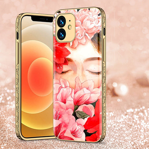 iPhone 12 Cover - Floral Series - Premium Electroplated Shutterproof Case Soft Silicon Borders Case