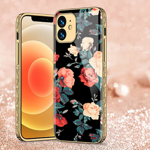 iPhone 12 Cover - Floral Series 2 - Premium Electroplated Shutterproof Case Soft Silicon Borders Case