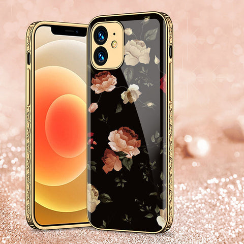 iPhone 12 Cover - Floral Series 2 - Premium Electroplated Shutterproof Case Soft Silicon Borders Case