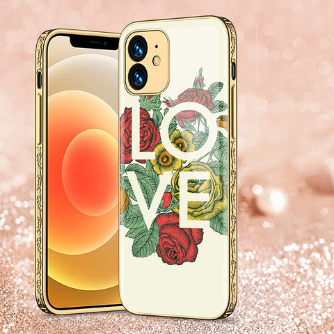 iPhone 12 Cover - Floral Series 2 - Premium Electroplated Shutterproof Case Soft Silicon Borders Case