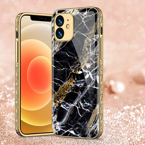 iPhone 11 Cover - Black Marble Series - Premium Electroplated Shutterproof Case Soft Silicon Borders Case