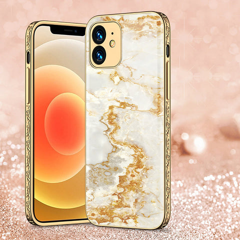 iPhone 12 Cover - Mystic Marble Series - Premium Electroplated Shutterproof Case Soft Silicon Borders Case