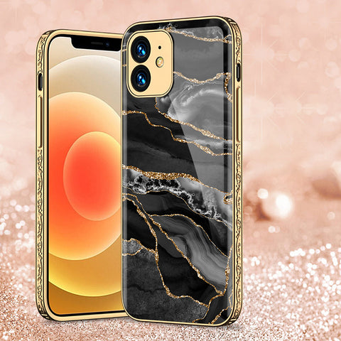 iPhone 11 Cover - Black Marble Series - Premium Electroplated Shutterproof Case Soft Silicon Borders Case