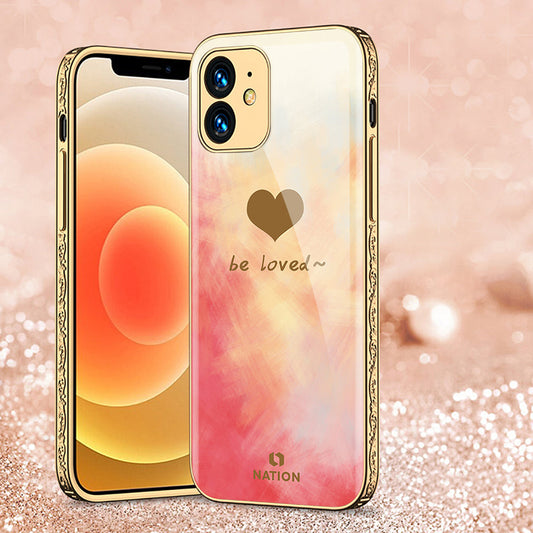 iPhone 12 Cover - Onation Heart Series - Premium Electroplated Shutterproof Case Soft Silicon Borders Case