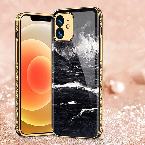 iPhone 11 Cover - Black Marble Series - Premium Electroplated Shutterproof Case Soft Silicon Borders Case