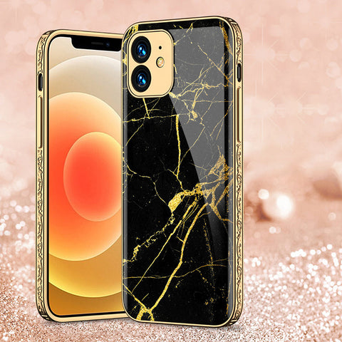 iPhone 11 Cover - Black Marble Series - Premium Electroplated Shutterproof Case Soft Silicon Borders Case