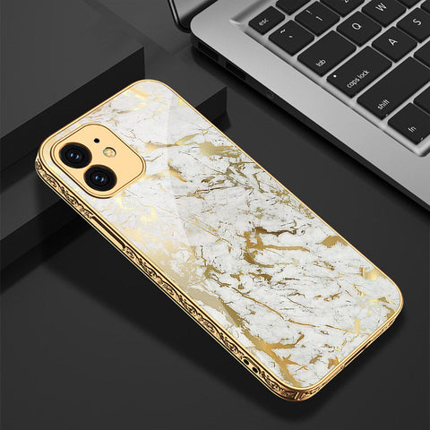 iPhone 11 Cover - White Marble Series - Premium Electroplated Shutterproof Case Soft Silicon Borders Case