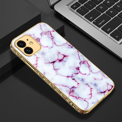 iPhone 11 Cover - White Marble Series - Premium Electroplated Shutterproof Case Soft Silicon Borders Case