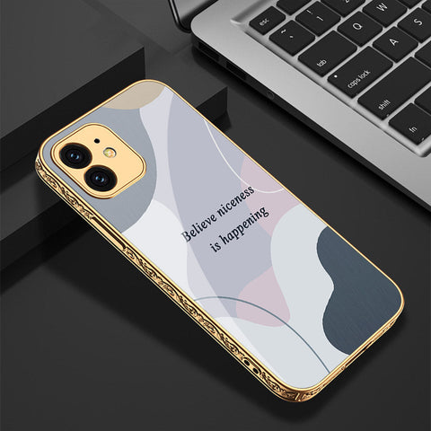 iPhone 12 Cover - Happy Series - Premium Electroplated Shutterproof Case Soft Silicon Borders Case