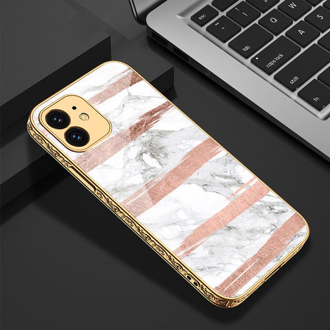 iPhone 12 Cover - White Marble Series - Premium Electroplated Shutterproof Case Soft Silicon Borders Case