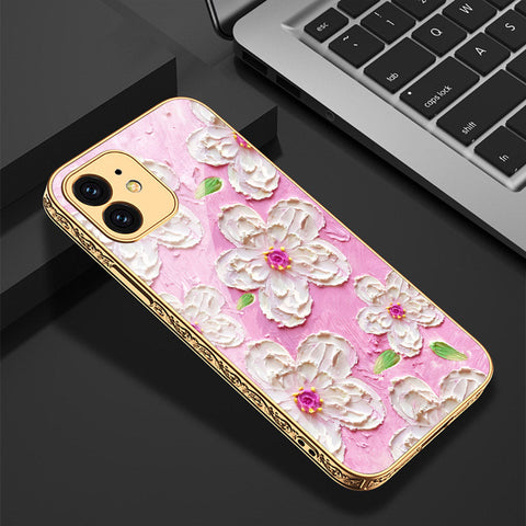 iPhone 12 Cover - Floral Series - Premium Electroplated Shutterproof Case Soft Silicon Borders Case