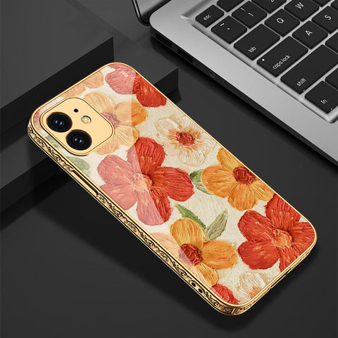 iPhone 12 Cover - Floral Series - Premium Electroplated Shutterproof Case Soft Silicon Borders Case