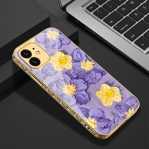 iPhone 12 Cover - Floral Series - Premium Electroplated Shutterproof Case Soft Silicon Borders Case