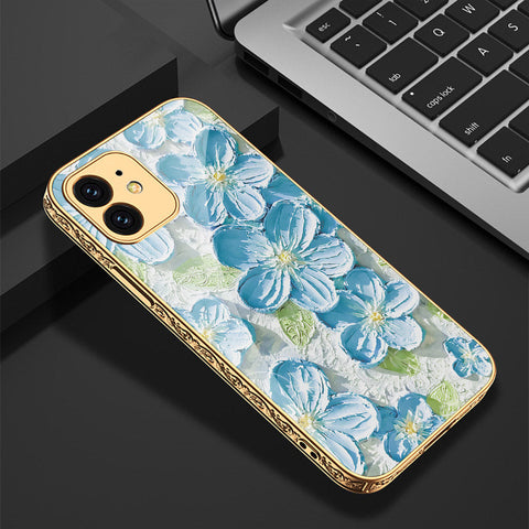 iPhone 12 Cover - Floral Series - Premium Electroplated Shutterproof Case Soft Silicon Borders Case