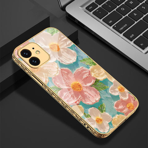 iPhone 12 Cover - Floral Series - Premium Electroplated Shutterproof Case Soft Silicon Borders Case