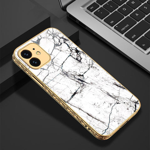 iPhone 11 Cover - White Marble Series 2 - Premium Electroplated Shutterproof Case Soft Silicon Borders Case