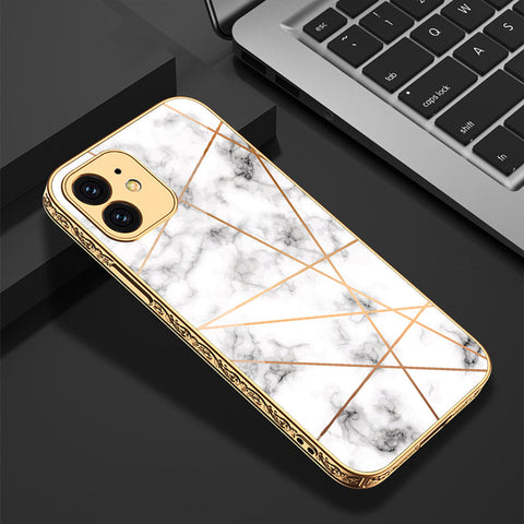 iPhone 12 Cover - White Marble Series 2 - Premium Electroplated Shutterproof Case Soft Silicon Borders Case