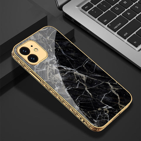 iPhone 11 Cover - Black Marble Series - Premium Electroplated Shutterproof Case Soft Silicon Borders Case