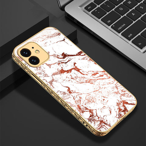 iPhone 12 Cover - White Marble Series 2 - Premium Electroplated Shutterproof Case Soft Silicon Borders Case