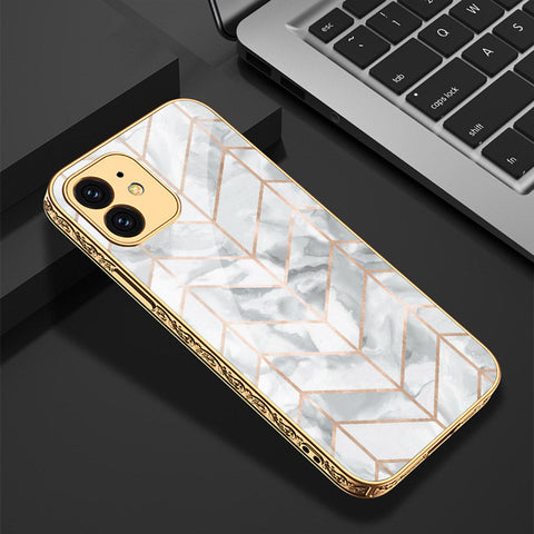 iPhone 11 Cover - White Marble Series 2 - Premium Electroplated Shutterproof Case Soft Silicon Borders Case