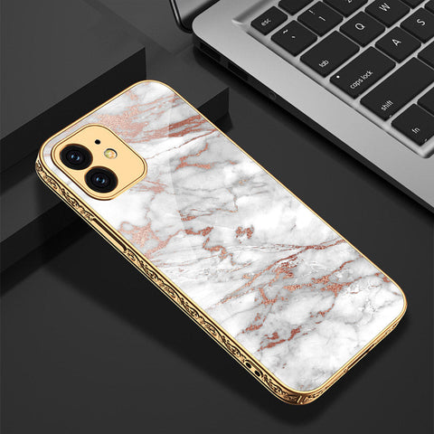 iPhone 11 Cover - White Marble Series 2 - Premium Electroplated Shutterproof Case Soft Silicon Borders Case