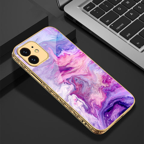 iPhone 12 Cover - Colorful Marble Series - Premium Electroplated Shutterproof Case Soft Silicon Borders Case