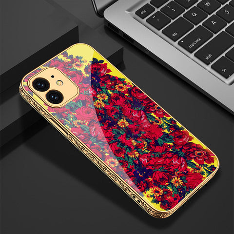 iPhone 12 Cover - Floral Series - Premium Electroplated Shutterproof Case Soft Silicon Borders Case