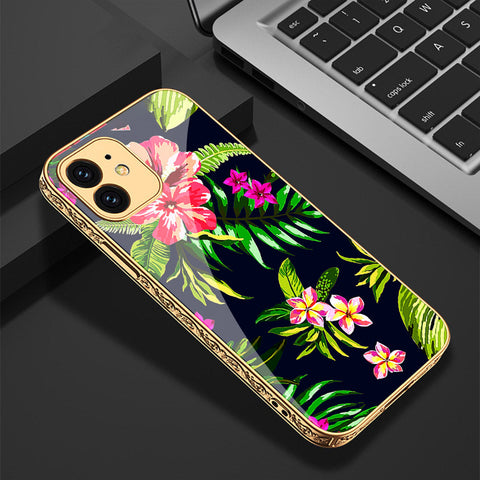 iPhone 12 Cover - Floral Series - Premium Electroplated Shutterproof Case Soft Silicon Borders Case