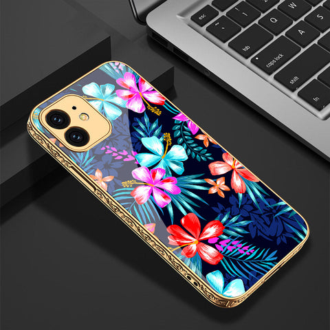 iPhone 12 Cover - Floral Series - Premium Electroplated Shutterproof Case Soft Silicon Borders Case