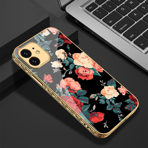 iPhone 12 Cover - Floral Series 2 - Premium Electroplated Shutterproof Case Soft Silicon Borders Case